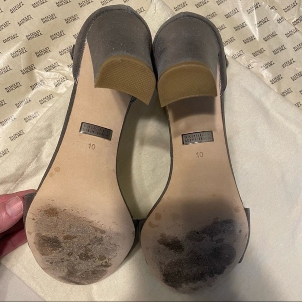 Badgley Mischka Lennox II Jeweled Evening Heels Pewter- 10 - Picture 6 of 7